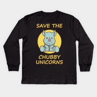 Rhino lovers Gift Save the Chubby Unicorns T-Shirt Kids Long Sleeve T-Shirt